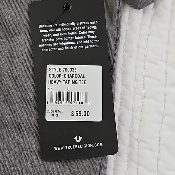 True Religion Heavy Taping Tee Men's Size L Army Green MSRP $59 NWT NEW - Picture 6 of 12